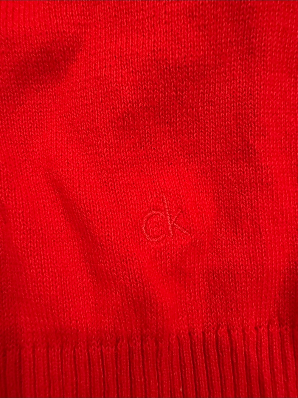 New Calvin Klein Small Women's Bright Red V-Neck Knit Sweater - Picture 3 of 6